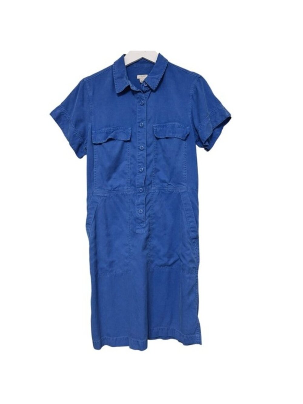 J. Crew Dress Size 8 Blue Oxford Shirtwaist Button-Up Safari Short Sleeve Preppy